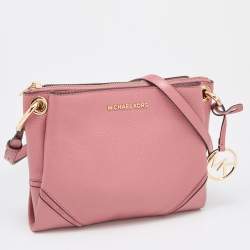 Pre Owned Michael Kors Pink Leather Nicole Crossbody Bag