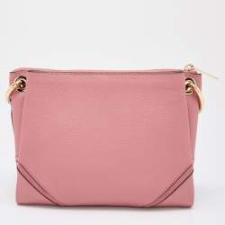Pre Owned Michael Kors Pink Leather Nicole Crossbody Bag