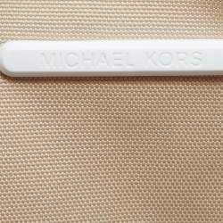 Pre Owned Michael Kors Grey/White Signature Coated Canvas and Leather Jodie Shopper Tote