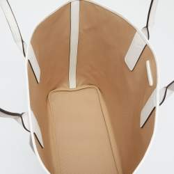 Pre Owned Michael Kors Grey/White Signature Coated Canvas and Leather Jodie Shopper Tote