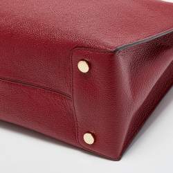 Pre Owned Michael Kors Red Grained Leather Large Mercer Tote