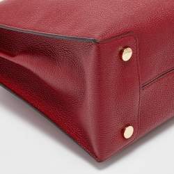 Pre Owned Michael Kors Red Grained Leather Large Mercer Tote