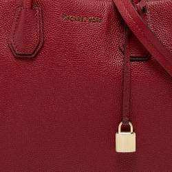 Pre Owned Michael Kors Red Grained Leather Large Mercer Tote