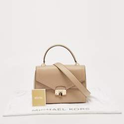 Pre Owned Michael Kors Beige Leather Medium Kinsley Top Handle Bag