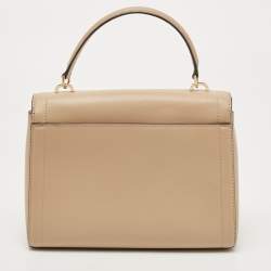 Pre Owned Michael Kors Beige Leather Medium Kinsley Top Handle Bag