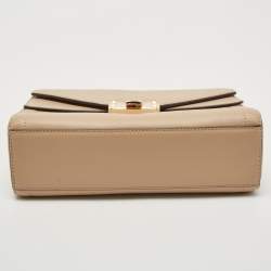 Pre Owned Michael Kors Beige Leather Medium Kinsley Top Handle Bag