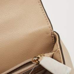 Pre Owned Michael Kors Beige Leather Medium Kinsley Top Handle Bag