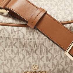 Michael Kors White Signature Coated Canvas Slater Extra-Small Logo Sling Bag