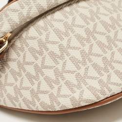 Michael Kors White Signature Coated Canvas Slater Extra-Small Logo Sling Bag