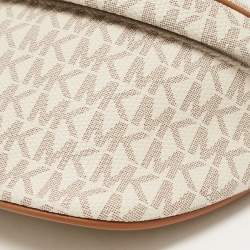 Michael Kors White Signature Coated Canvas Slater Extra-Small Logo Sling Bag