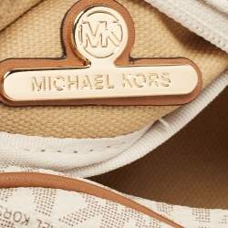 Michael Kors White Signature Coated Canvas Slater Extra-Small Logo Sling Bag