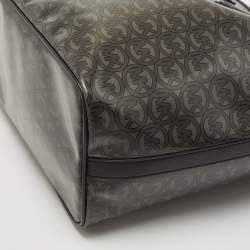 Pre Owned Michael Kors Black/Grey Signature Coated Canvas Large Jodie Tote
