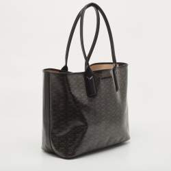 Pre Owned Michael Kors Black/Grey Signature Coated Canvas Large Jodie Tote