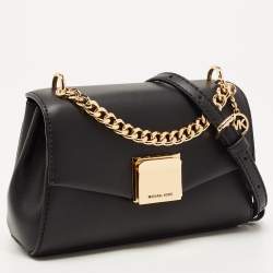Pre Owned Michael Kors Black Leather Small Lita Crossbody Bag