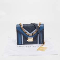 مملوكة مسبقًا Michael Kors Blue Signature Coated Canvas Large Whitney Shoulder Bag