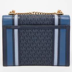 مملوكة مسبقًا Michael Kors Blue Signature Coated Canvas Large Whitney Shoulder Bag