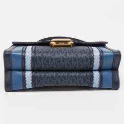 مملوكة مسبقًا Michael Kors Blue Signature Coated Canvas Large Whitney Shoulder Bag