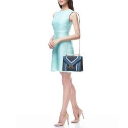 مملوكة مسبقًا Michael Kors Blue Signature Coated Canvas Large Whitney Shoulder Bag