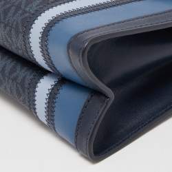 مملوكة مسبقًا Michael Kors Blue Signature Coated Canvas Large Whitney Shoulder Bag