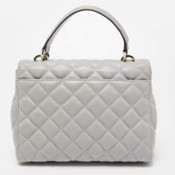 Pre Owned Michael Kors Grey Quilted Leather Small Ava Top Handle Bag