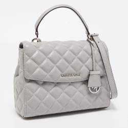 Pre Owned Michael Kors Grey Quilted Leather Small Ava Top Handle Bag