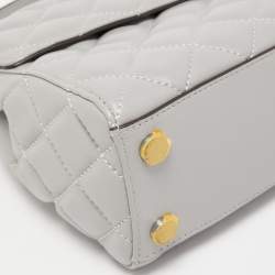 Pre Owned Michael Kors Grey Quilted Leather Small Ava Top Handle Bag