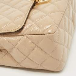 Pre Owned Michael Kors Beige Quilted Patent Leather Large Sloan Shoulder Bag