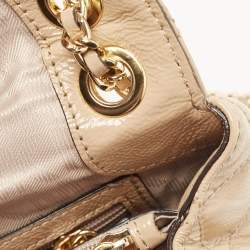 Pre Owned Michael Kors Beige Quilted Patent Leather Large Sloan Shoulder Bag