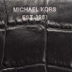 Michael Kors Black Croc Embossed Leather Tilda Clutch