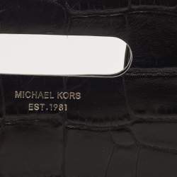 Michael Kors Black Croc Embossed Leather Tilda Clutch