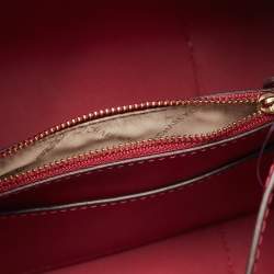 Michael Kors Magenta/Dark Brown Signature Coated Canvas and Leather Small Mercer Bucket Bag 