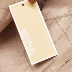 مملوكة مسبقًا Michael Kors White/Brown Signature Coated Canvas and Leather Large Front Zip Chain Tote