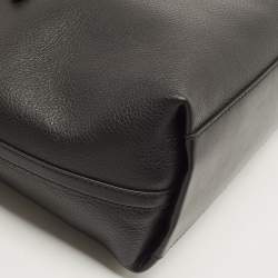 Pre Owned Michael Kors Black Leather Medium Front Zip Chain Tote