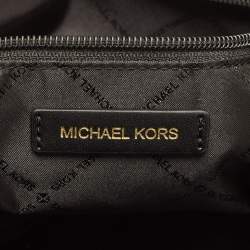 Pre Owned Michael Kors Black Leather Medium Front Zip Chain Tote