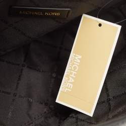 Pre Owned Michael Kors Black Leather Medium Front Zip Chain Tote