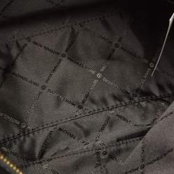 Pre Owned Michael Kors Black Leather Medium Front Zip Chain Tote