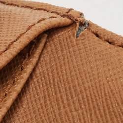 Pre Owned Michael Kors Beige/Brown Signature Coated Canvas Fulton Flap Continental Wallet