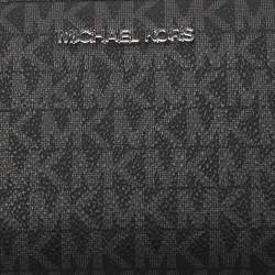 Pre Owned محفظة بحمالة معصم مايكل مايكل كورس كانفاس مقوى رصاصي/أسود بسحاب محيط