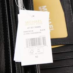 Pre Owned محفظة بحمالة معصم مايكل مايكل كورس كانفاس مقوى رصاصي/أسود بسحاب محيط