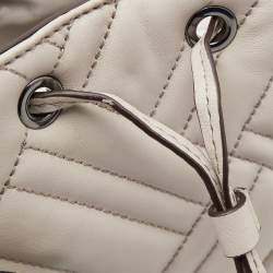 Pre Owned Michael Kors Grey Quilted Leather XS Peyton Bucket Crossbody Bag