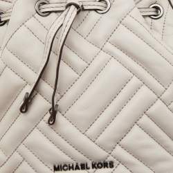Pre Owned Michael Kors Grey Quilted Leather XS Peyton Bucket Crossbody Bag