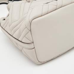 Pre Owned Michael Kors Grey Quilted Leather XS Peyton Bucket Crossbody Bag