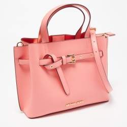 Pre Owned Michael Kors Coral Leather Small Emilia Tote