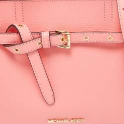 Pre Owned Michael Kors Coral Leather Small Emilia Tote