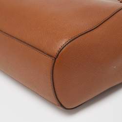 Pre Owned Michael Kors Brown Leather Jet Set Travel Chain Tote