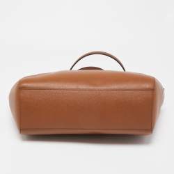 Pre Owned Michael Kors Brown Leather Jet Set Travel Chain Tote