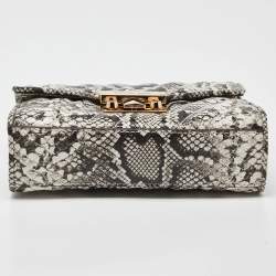 Pre Owned Michael Kors Black/White Python Embossed Leather Small Rose Crossbody Bag