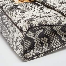 Pre Owned Michael Kors Black/White Python Embossed Leather Small Rose Crossbody Bag