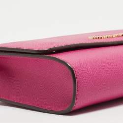 Pre Owned Michael Kors Pink Saffiano Leather Flap 3in1 Crossbody Bag