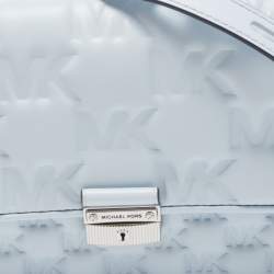 Pre Owned Michael Kors Sky Blue Signature Embossed Leather Bradshaw Convertible Shoulder Bag
